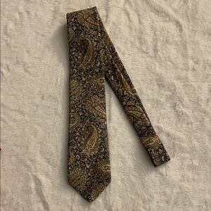 Christian Dior Men's Paisley Silk Tie in Tan Brown and Green